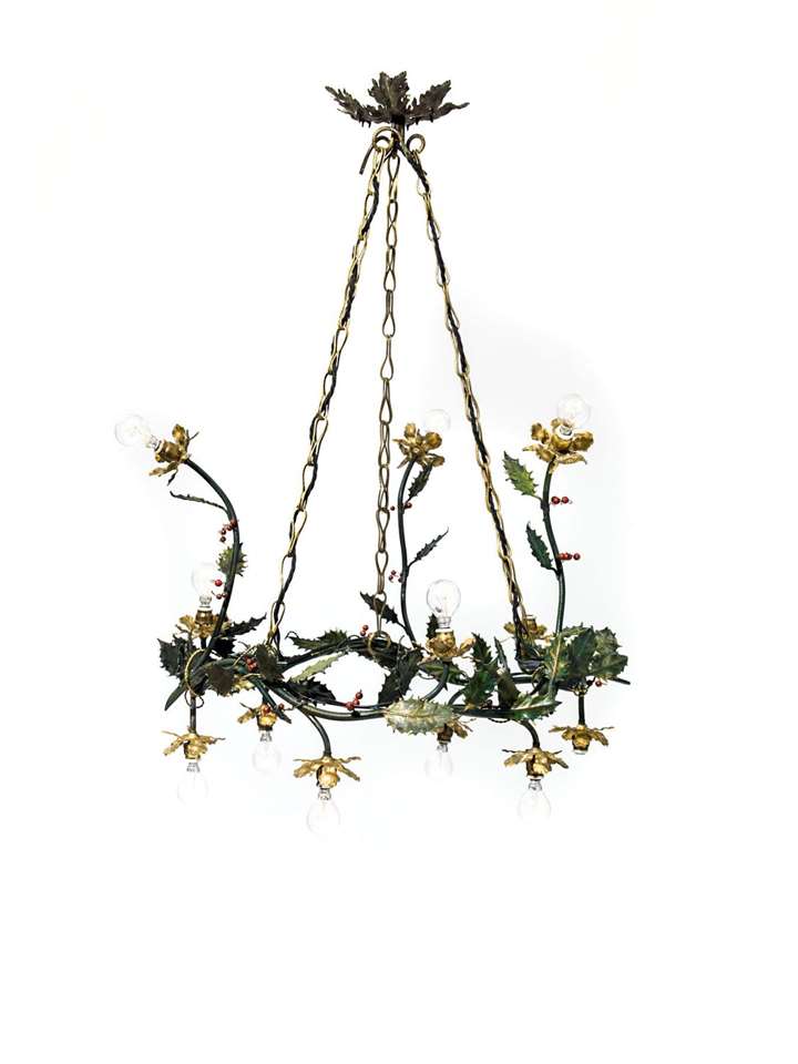 TWELVE-BULB HOLLY CHANDELIER